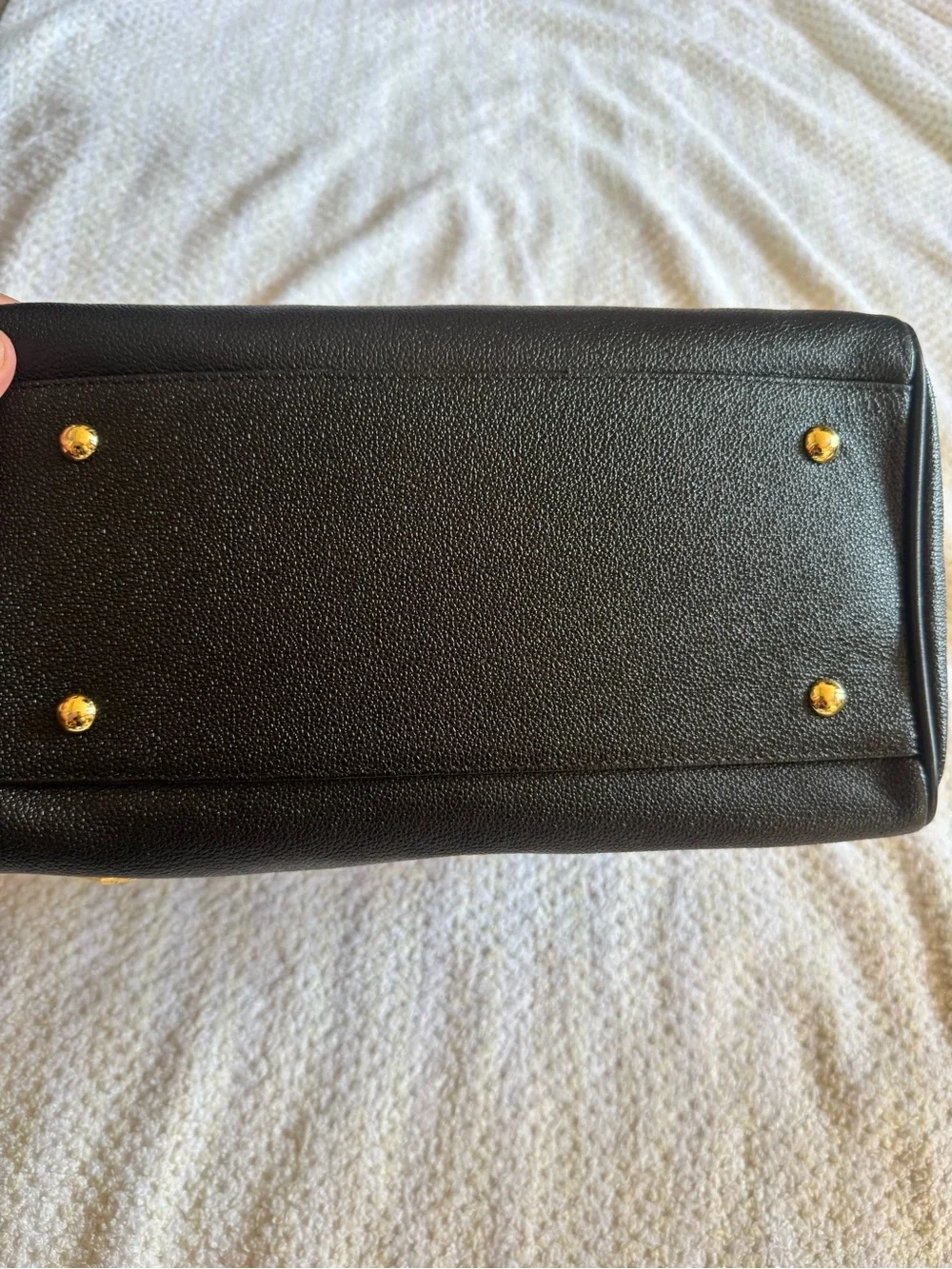 MCM Black Leather Doctor Satchel with Gold Hardware